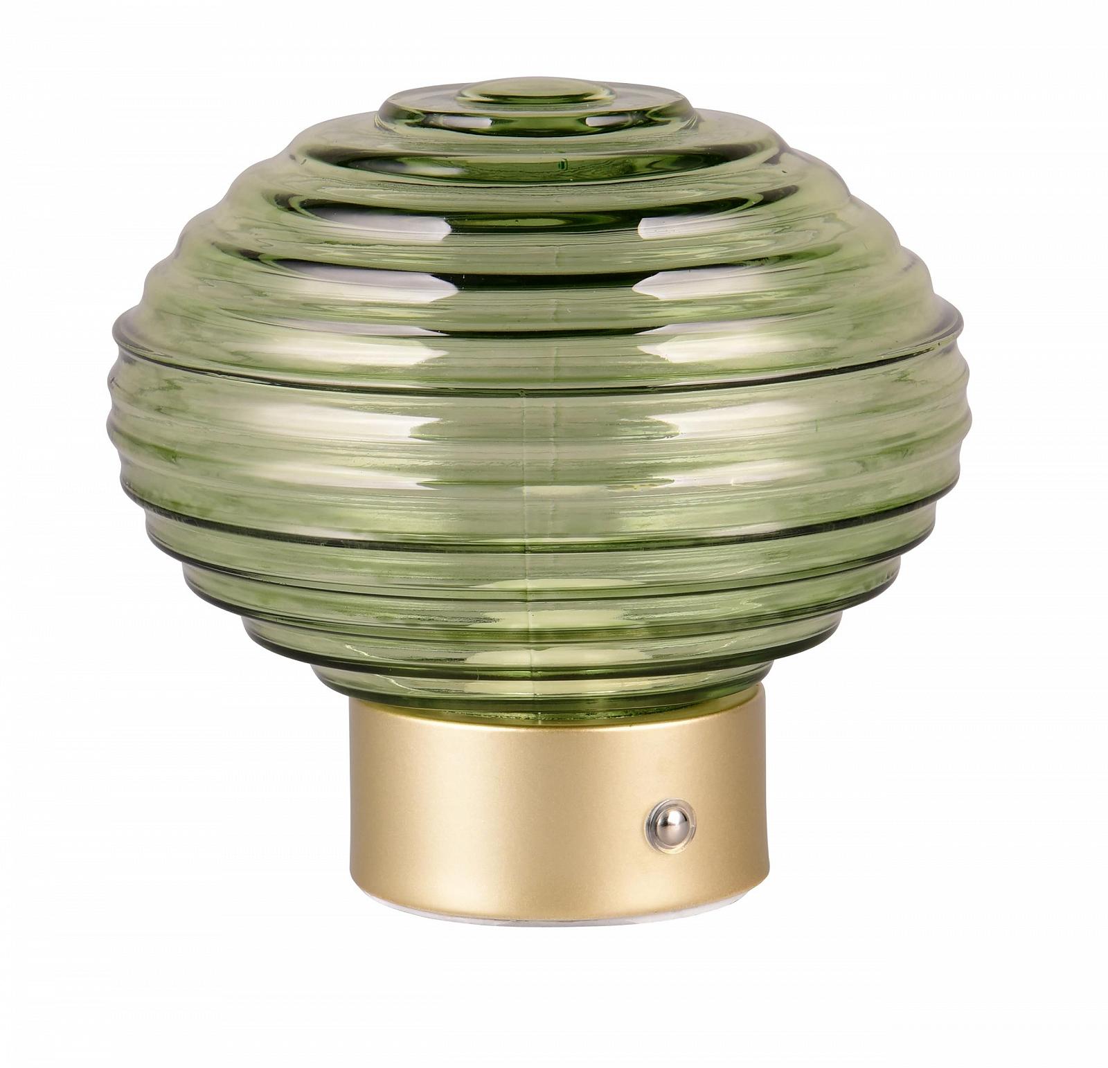 Настільна лампа Reality Leuchten Earl R57771115 LED акумуляторна латунь матова скло 1.5 Ват 4-рівневий сенсор Зелена, фото №1