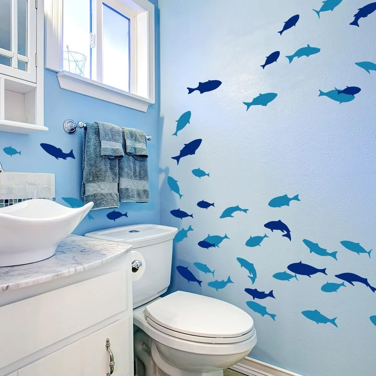 Набор наклеек на стену Fish 143 x 57 см Синий, фото №2