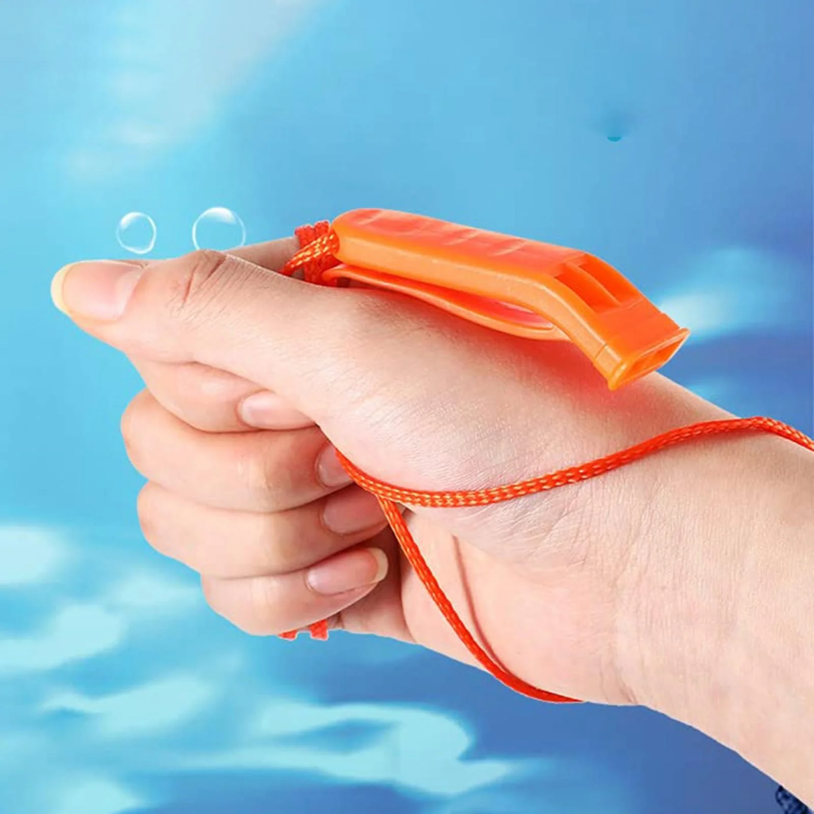 Свисток HREDZEO аварийный сигнальный 4 шт. с шнурком оранжевый, фото №3