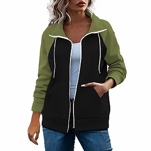 Женские свитшоты на молнии половинной длины модные удобные милые спортивные на молнии четвертной длины воротник Outfit Country Color Block повседневные с длинными рукавами для осени колледжа Workou - Фото 1