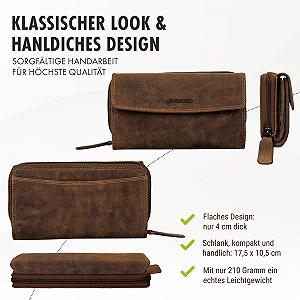 Кошелек STILORD Alea Женский Кожаный Большой RFID Защита Винтажный NFC Кошелек на Молнии в Подарочной Коробке Bergamo - Коричневый synthetic.ua - Фото 1