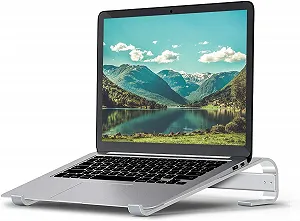 Підставка для ноутбука, алюмінієва підставка, ергономічна, для комп'ютера, тримач для ПК, з легкою вентиляцією для MacBook Pro/Air, Dell, HP, MateBook, для всіх ноутбуків 10-17 дюймів, срібна - Фото 1