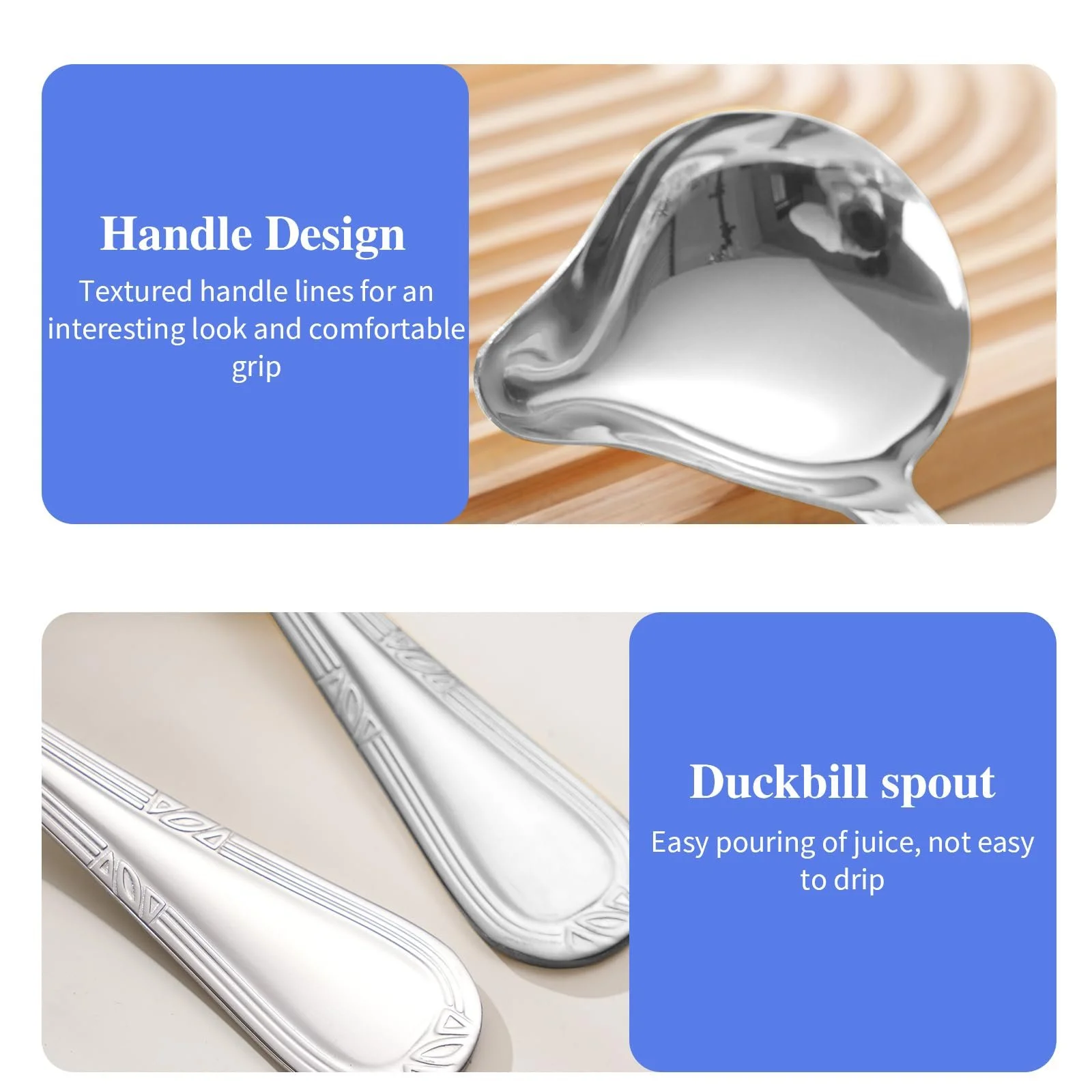 Набор ложек для соуса (2 шт) Ложка для соуса, Ковш для соуса, Ложка с прорезями, Ковш для супа, Ложка для приготовления пищи, Нержавеющая сталь, фото №3