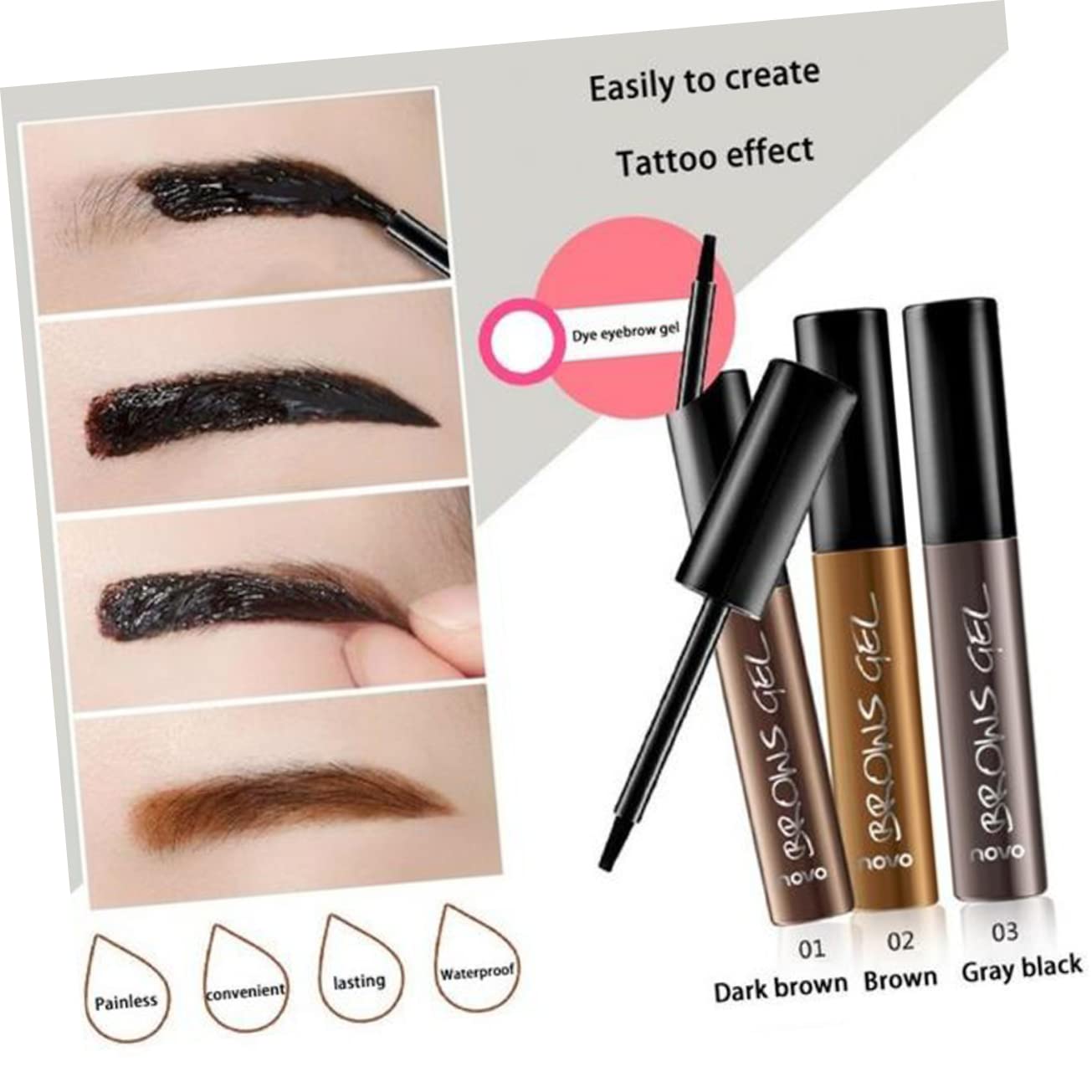 Гель для бровей minkissy Eyebrow Pack of 3, фото №5