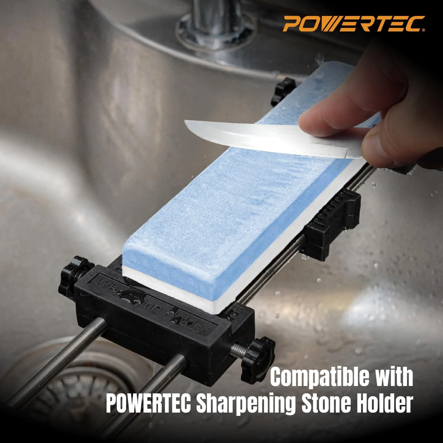 Точильний камінь POWERTEC двосторонній 1000/6000 Grit з антиковзною гумовою основою (71916), фото №4