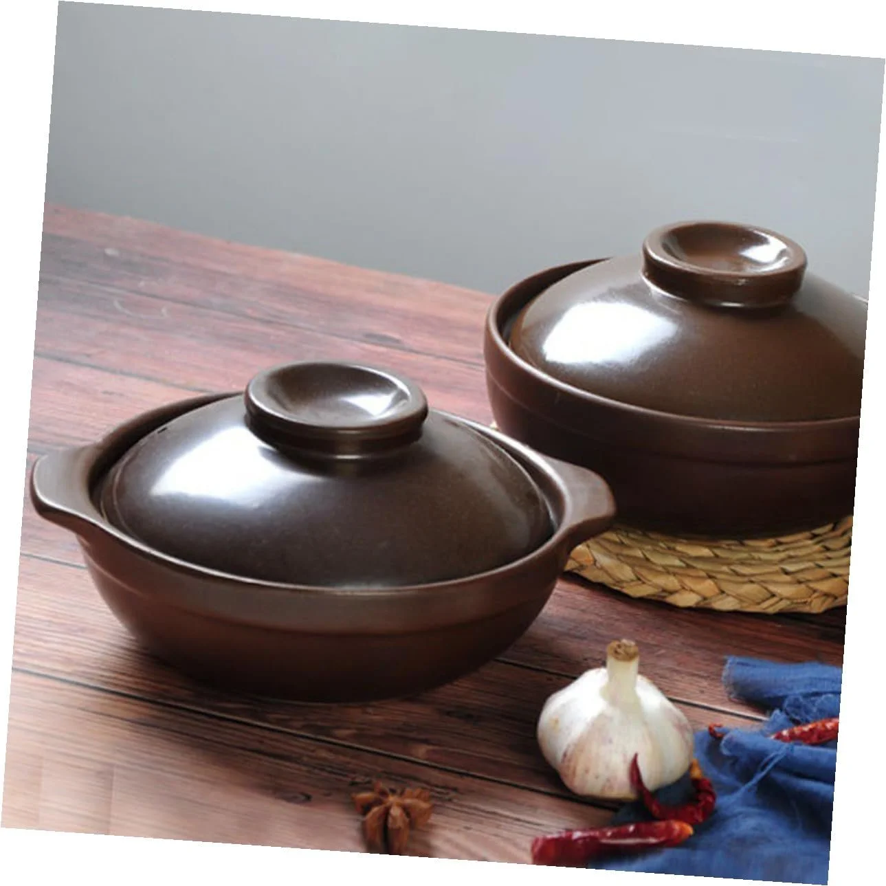 Керамічна каструля OUNONA велика термостійка традиційна кам'яна для газових плит, фото №8