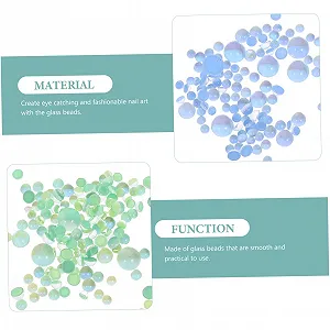 Стеклянные бусины для ногтей FRCOLOR в коробке. Разноцветные бусины с плоской задней стороной. Практичные украшения для дизайна ногтей и рукоделия synthetic.ua - Фото 1