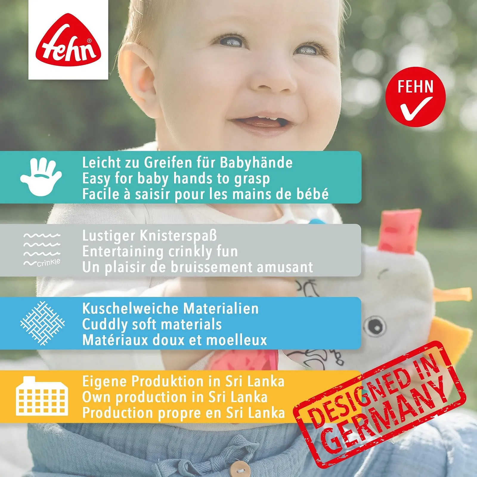 Іграшка-шуршалка Fehn Риба шарудить, щоб відчувати, хапати, слухати, грати та видавати звуки, фото №6