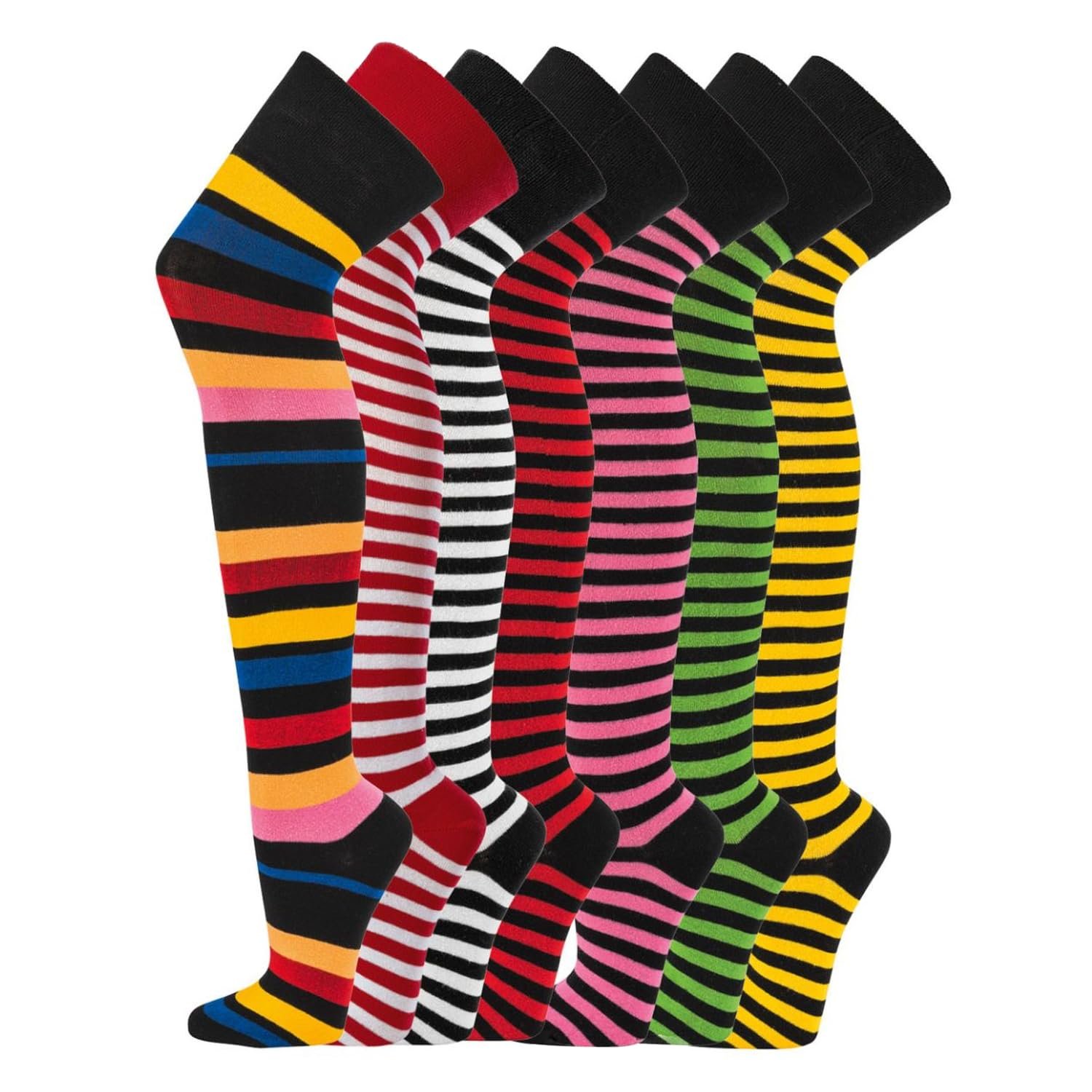 Сексуальные чулки выше колен в полоску Legwamers - Супер мягкие - С кружевом ручной работы - KPop Досуг Коктейль Повседневная вечеринка Дискотека Фестиваль Маскарад Спортивный Косплей Манга Аниме (Один размер), фото №7