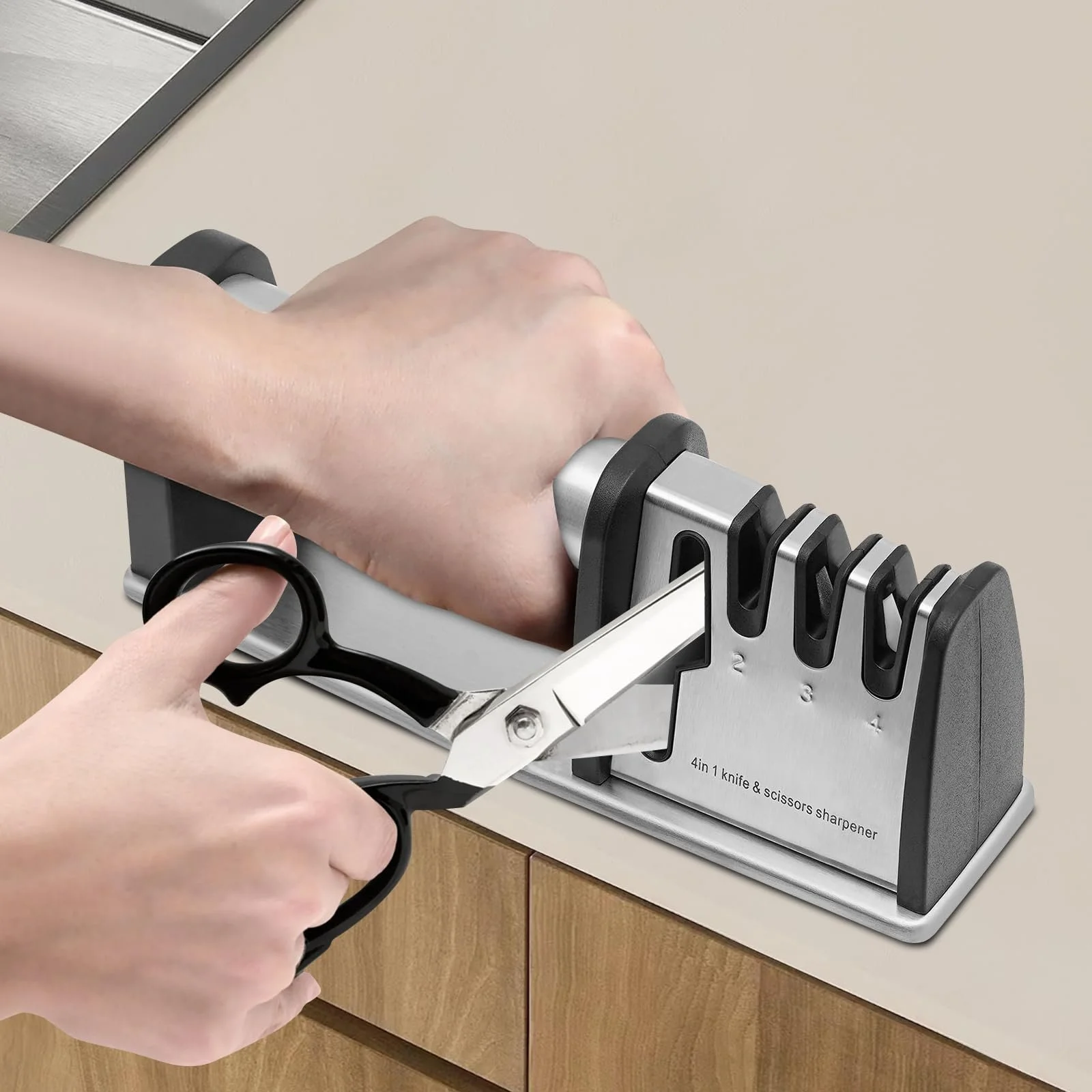 Точило для ножів 4-в-1 професійна для кухонних та мисливських ножів, фото №7