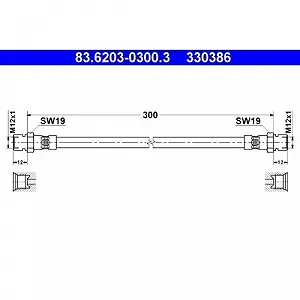 Тормозной шланг ATE 83.6203-0300.3 для HANOMAG MERCEDES-BENZ, задний мост, центральный - Фото 1