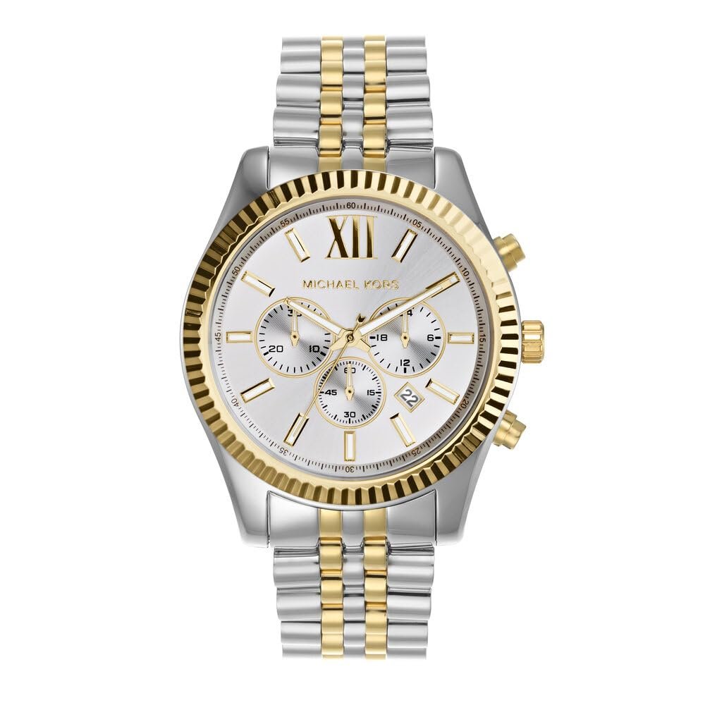 Чоловічий годинник MICHAEL KORS Lexington 45 мм, кварцовий хронограф, браслет з нержавіючої сталі, фото №1
