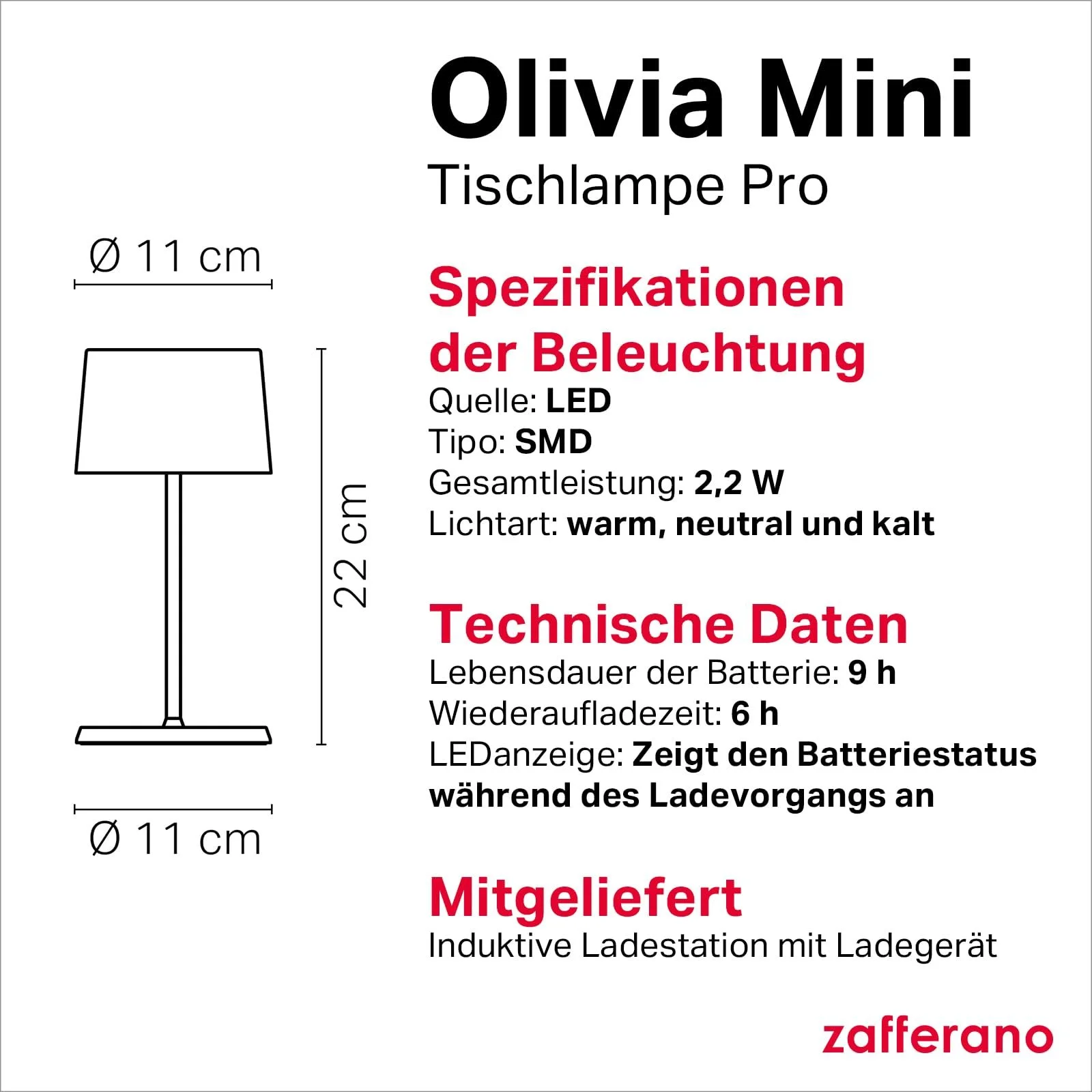 Настільна лампа Zafferano Olivia Mini Переносна Touch Control Dimmer 22 см Кортен, фото №4