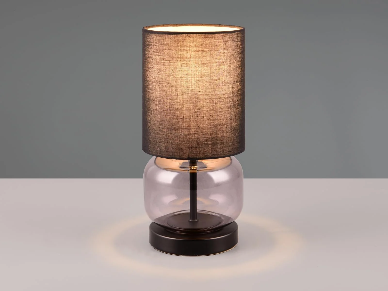 Настільна лампа meineWunschleuchte димчасте скло тканинний абажур Black 28 см, фото №3