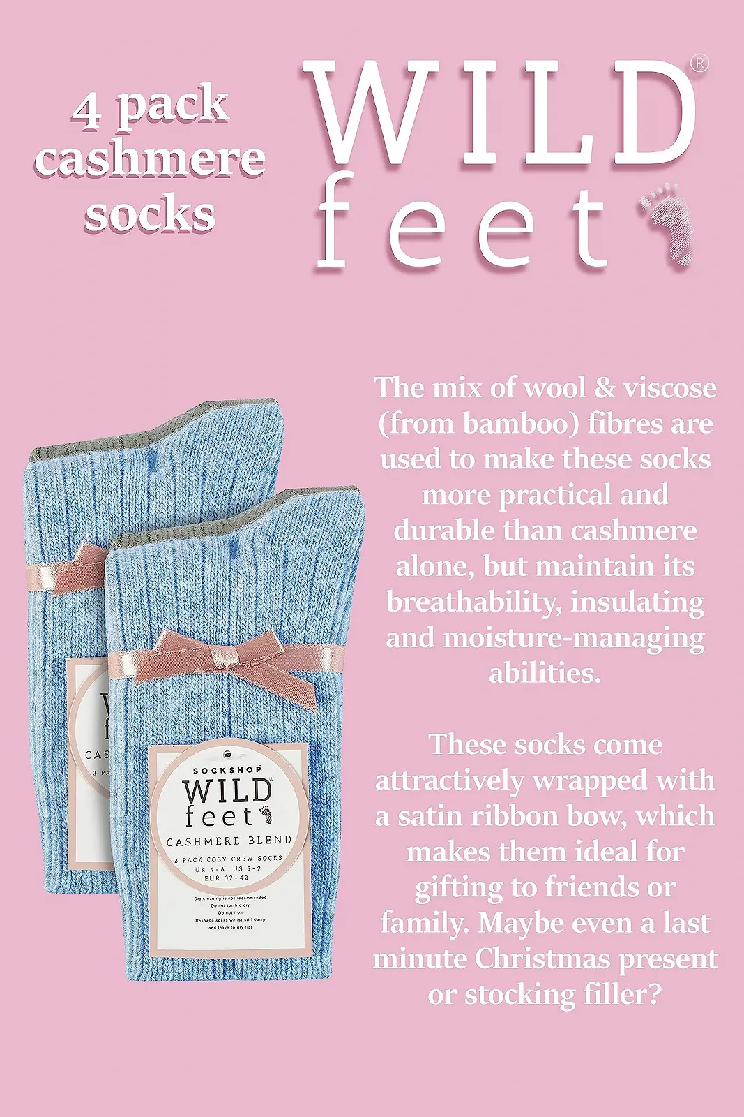 Шкарпетки Wildfeet Жіночі кашемірові, 4 пари, фото №5 Шкарпетки Wildfeet Жіночі кашемірові, 4 пари, фото №5