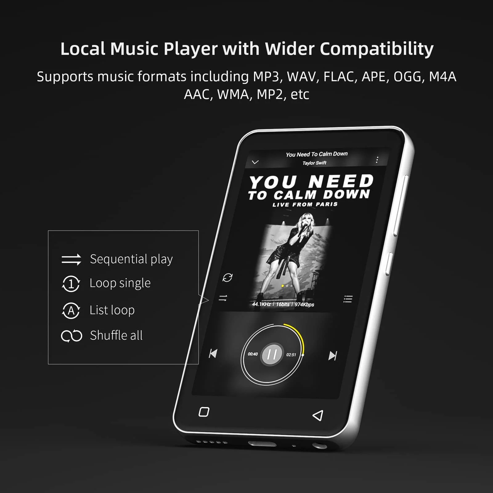 MP3 Плеер innioasis G1 Bluetooth Wi-Fi Белый, фото №3