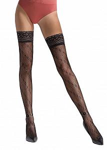 Панчохи з мереживною коронкою Passion ST016 Чорний 1 2 Панчохи з мереживною коронкою Passion ST016 Чорний 1 2