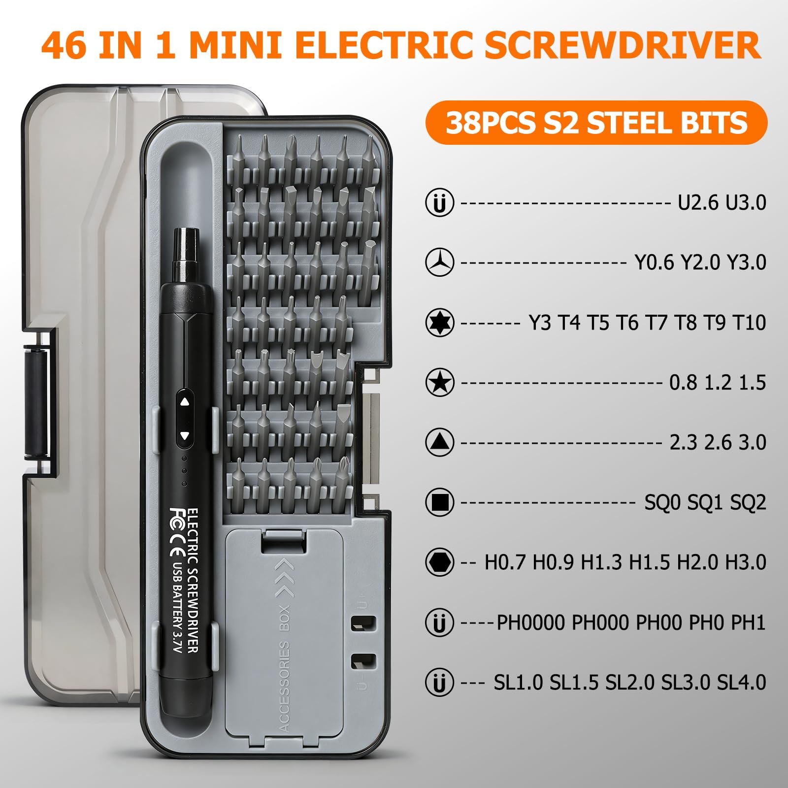 Набор аккумуляторных отверток Mini Electric Screwdriver Set 46 в 1 36 магнитных бит, фото №6 Набор аккумуляторных отверток Mini Electric Screwdriver Set 46 в 1 36 магнитных бит, фото №6