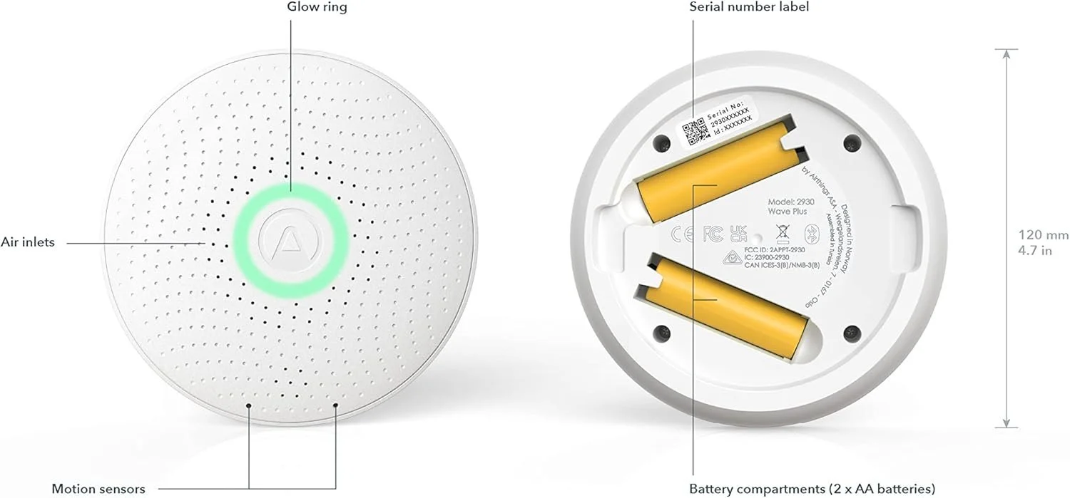 Детектор радону Airthings Wave Plus 12 см Білий, фото №4