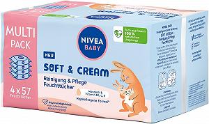 Серветки NIVEA BABY Soft & Cream Очищуючі та доглядаючі 4X57шт. - Фото 1