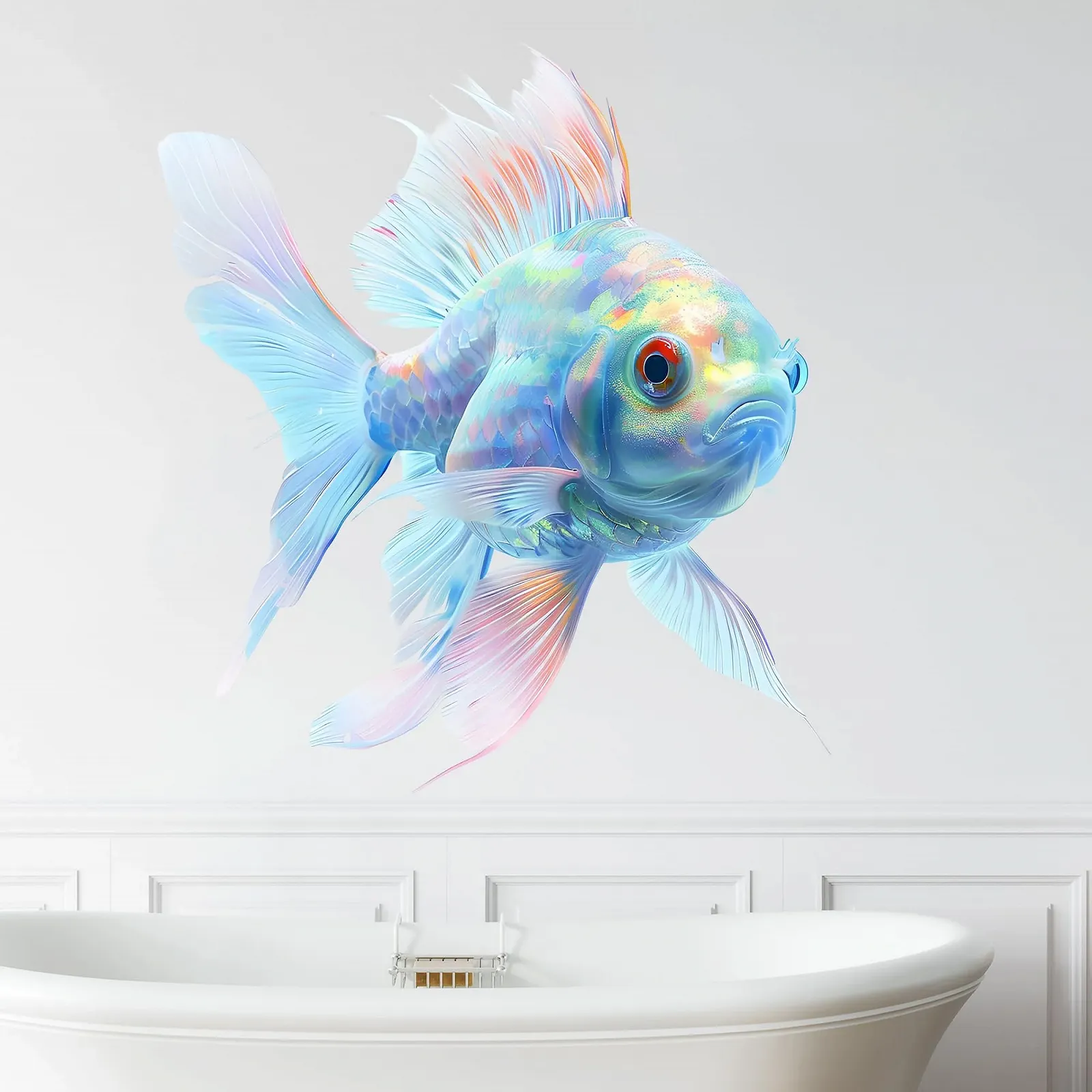 Наклейка на стену GRAZDesign Рыбы для ванной комнаты Синяя 64 x 57 см, фото №1