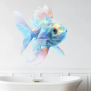 Наклейка на стіну GRAZDesign Риби для ванної кімнати Синя 64 x 57 см - Фото 1