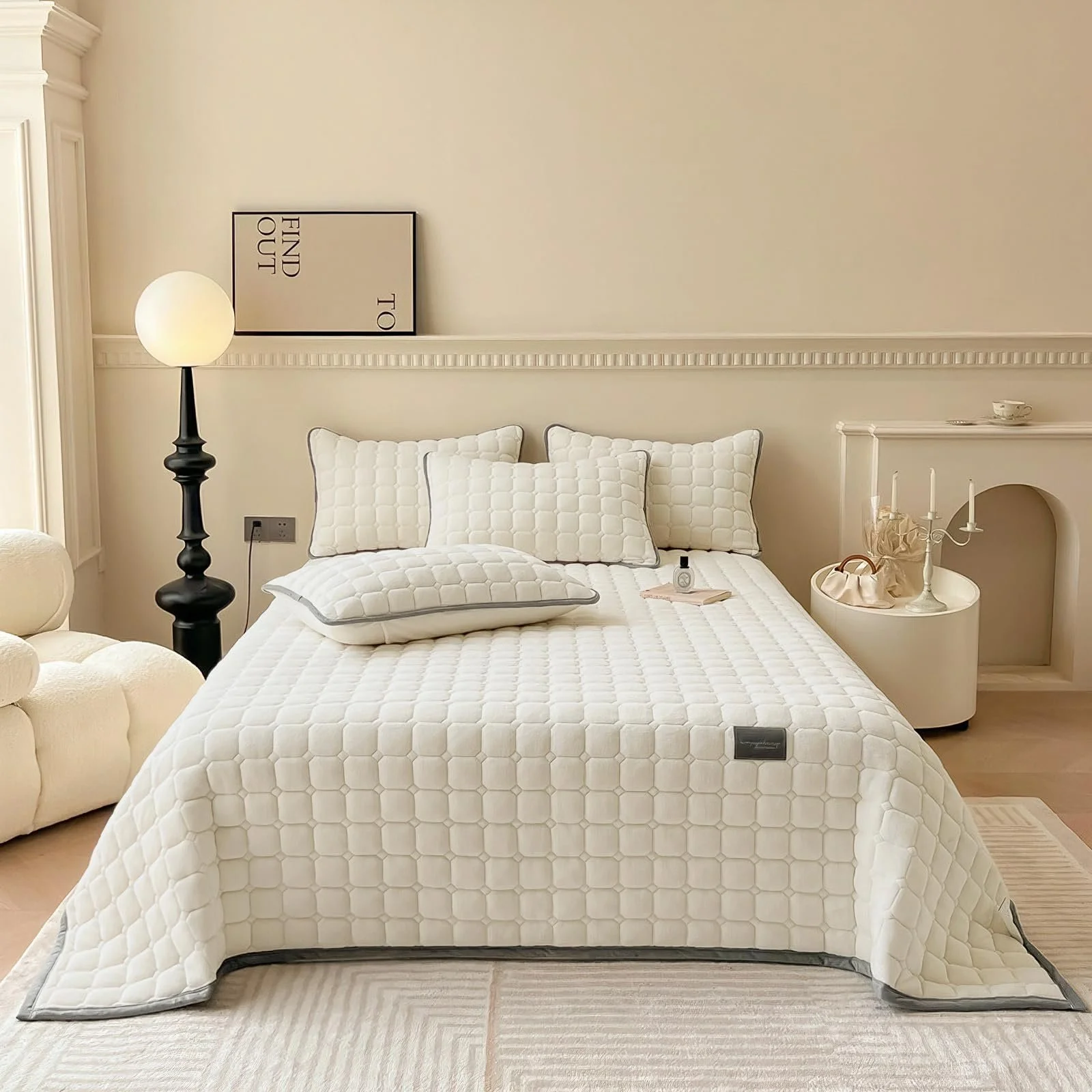 Одеяло SHANNA Extra Large: Молочный Бархат Мягкое Двустороннее Идеально подходит как Покрывало 230 x 250 см с 2 Наволочками 50 x 70 см Бежевый, фото №7