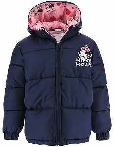 Пальто Disney Minnie Mouse для девочек, теплая и мягкая куртка с наполнителем, пальто с капюшоном для девочек, голубое пальто Minnie Design, размеры от 3 до 8 лет - Фото 1