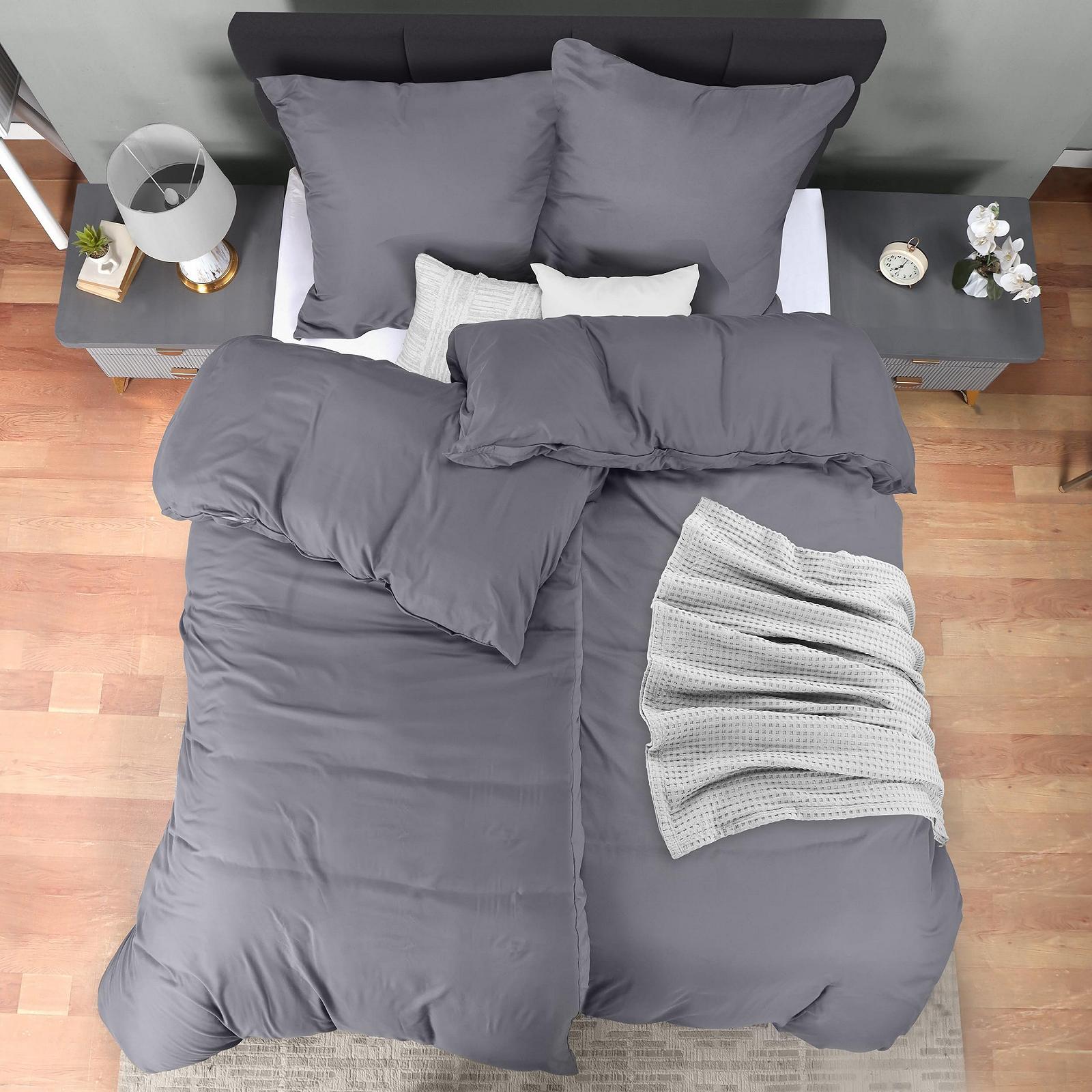 Постільна білизна Utopia Bedding, 2 підковдри 135 x 200 см + 2 наволочки 80 x 80 см, сірий, фото №3