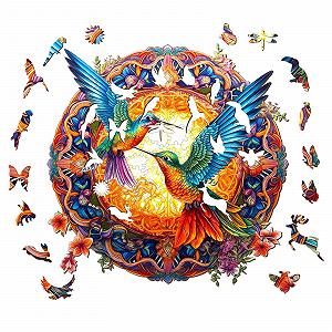 Пазл Mandala Hummingbird 300 елементів дерев'яний у подарунковій коробці 35 x 35 см для дорослих 14+ synthetic.ua - Фото 1