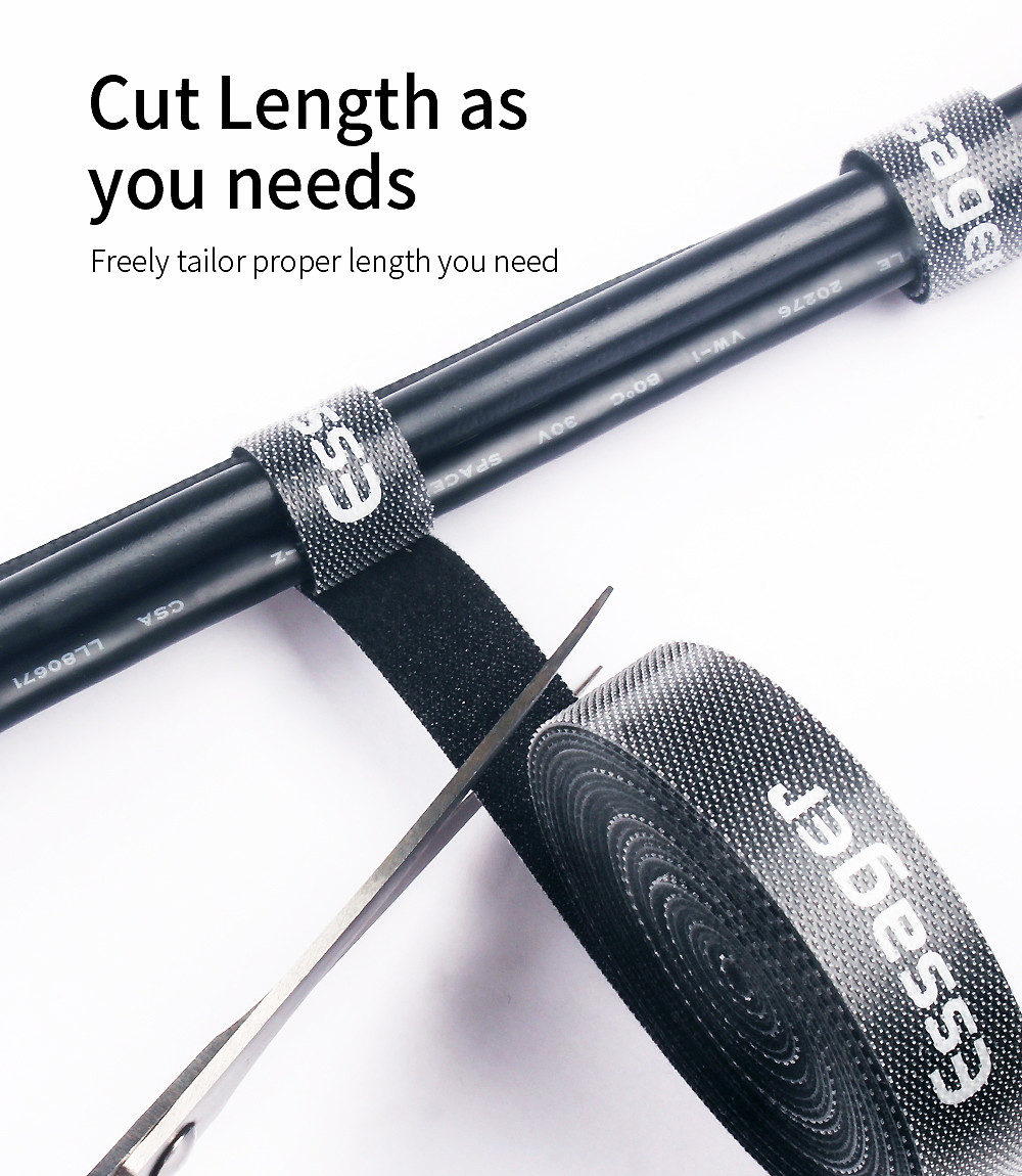 Органайзер-ліпучка для кабелів ESSAGER нейлоновий чорний 5 метрів PS, фото №3