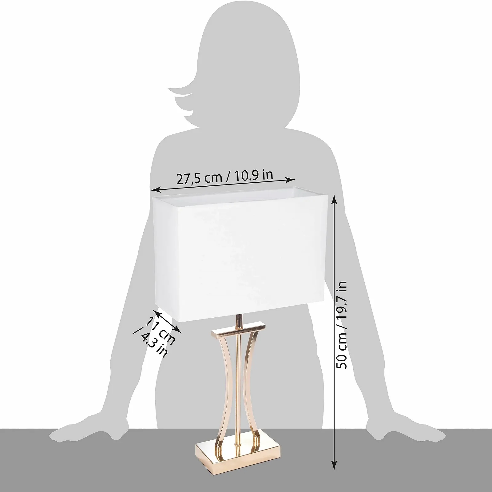 Настільна або приліжкова лампа BRUBAKER Golden Column Vintage Metal 50 см висота Gold White, фото №6