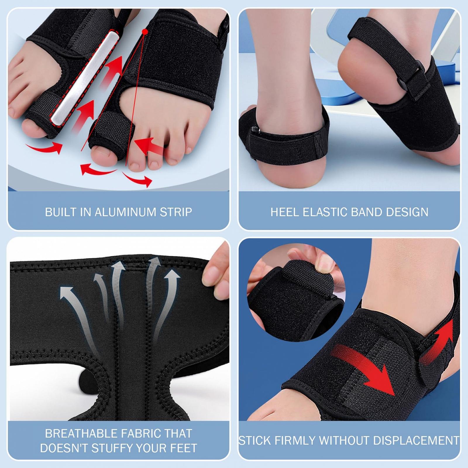 Коректор для великого пальця стопи (вальгусної деформації), 1 пара, регульований, дихаючий ортез з алюмінієвими стрижнями, фото №4