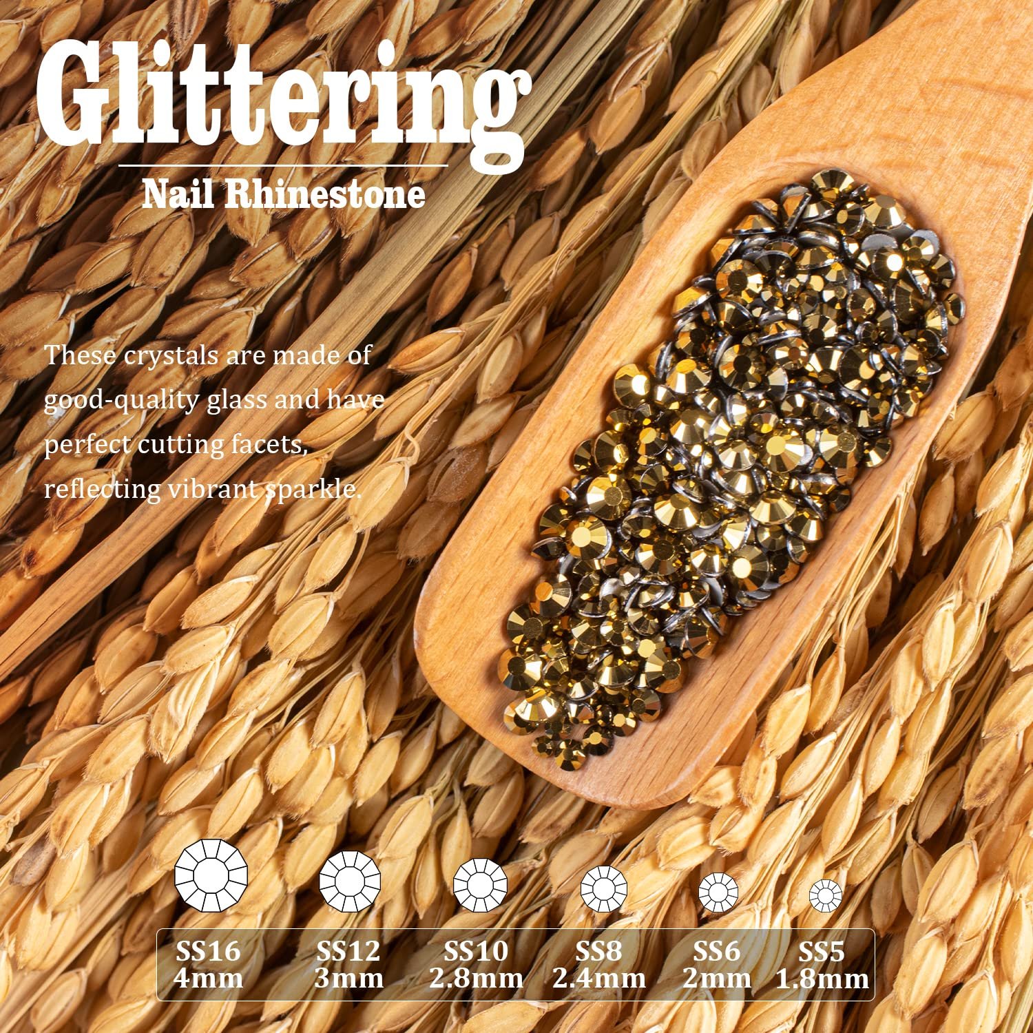 Стразы круглые плоские для маникюра, 6 разных размеров, с пинцетом, фото №3