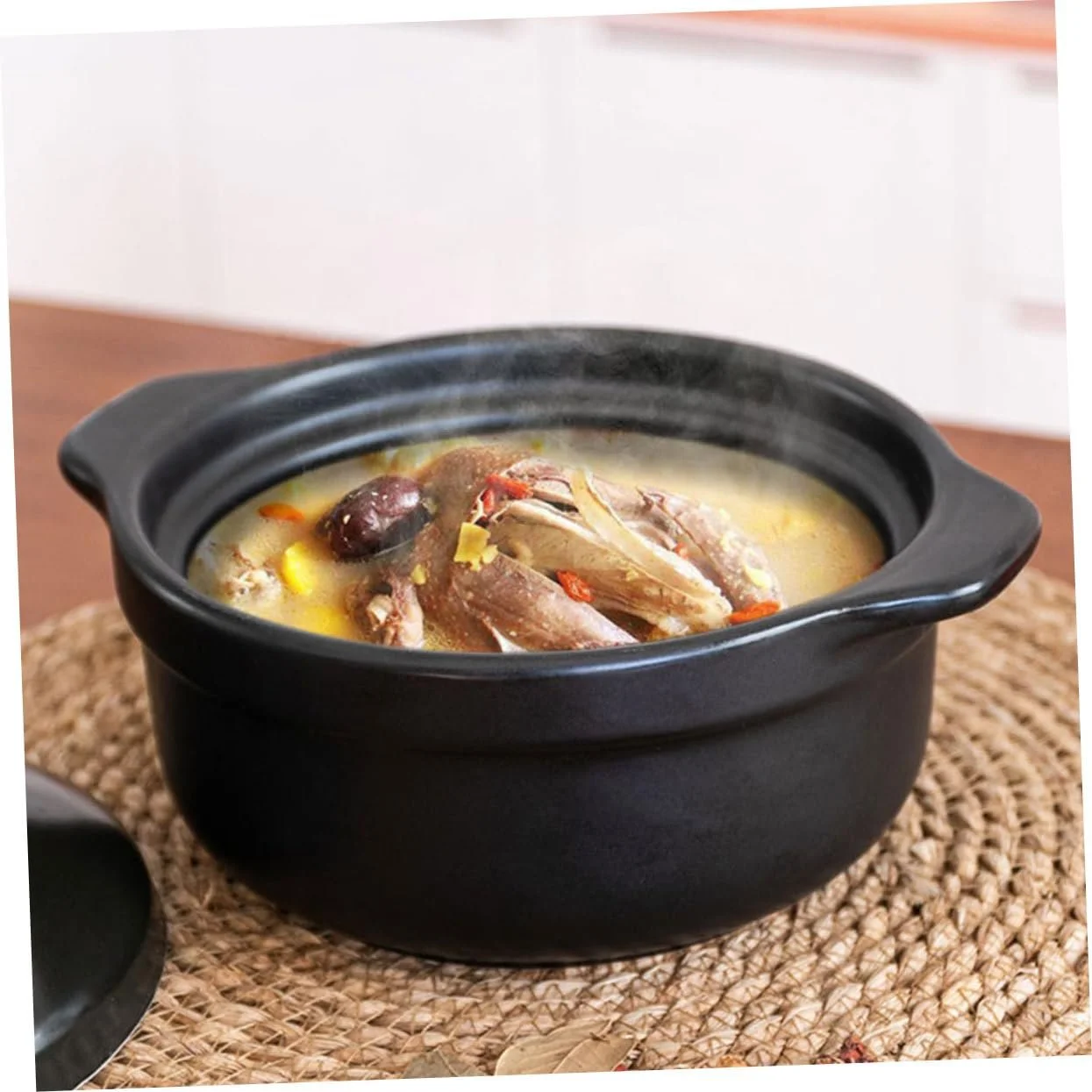 Кастрюля керамическая с крышкой термостойкая с антипригарным покрытием черная, фото №8