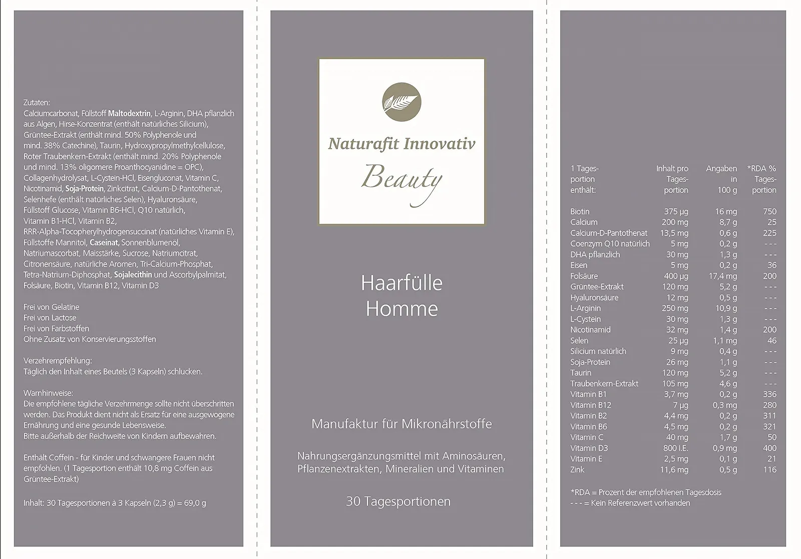 Капсули NaturaFit Haarfuelle Mann, упаковка 90 штук, фото №2 Капсули NaturaFit Haarfuelle Mann, упаковка 90 штук, фото №2