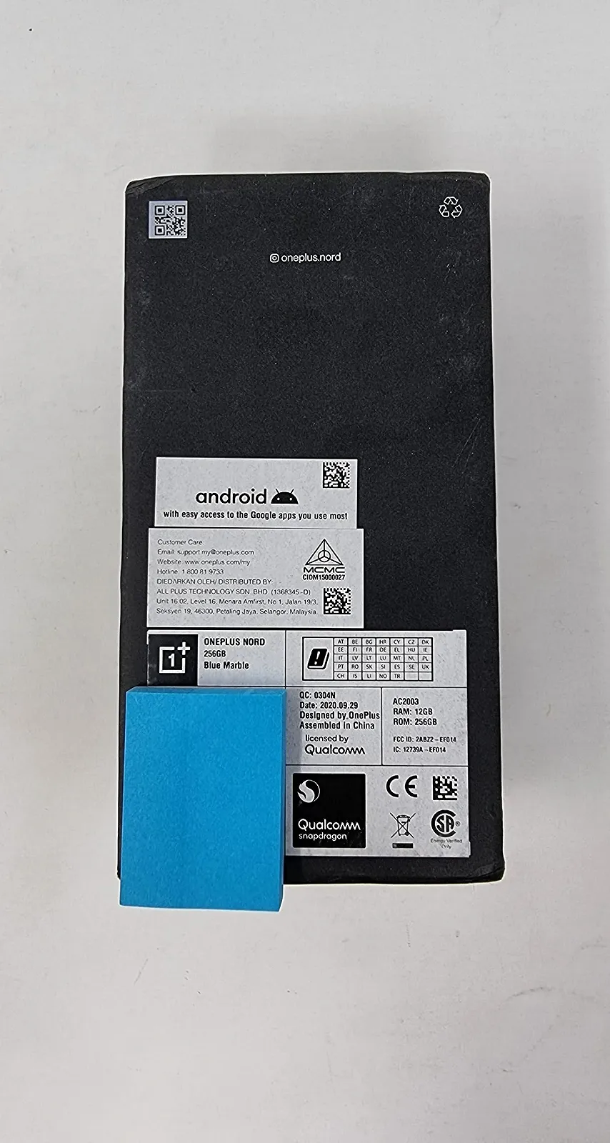 Смартфон OnePlus Nord (5G) 12GB RAM 256GB Quad Camera Dual SIM блакитний мармур, фото №3