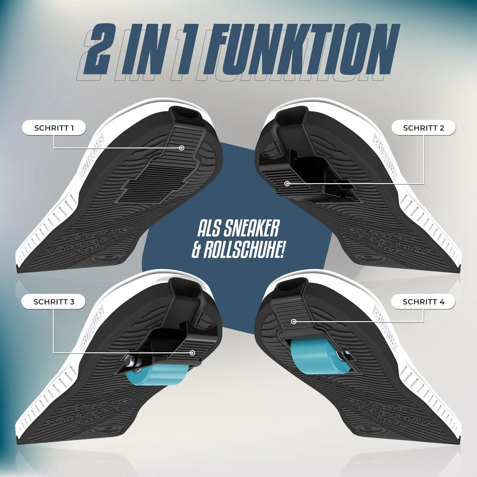 Кроссовки BREEZY ROLLERS с Колесами для Детей, Роликовые Кроссовки, Детские, От Детской Уличной Обуви до Роликовых Коньков за Несколько Секунд, Запатентованная Система Click, Кроссовки с Колесами для Девочек и, фото №4