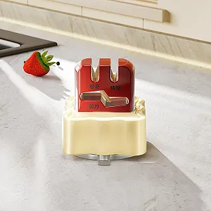 Точилка для ножиць та ножів портативна на присосці з вольфрамовим та керамічним елементами заточування synthetic.ua - Фото 1