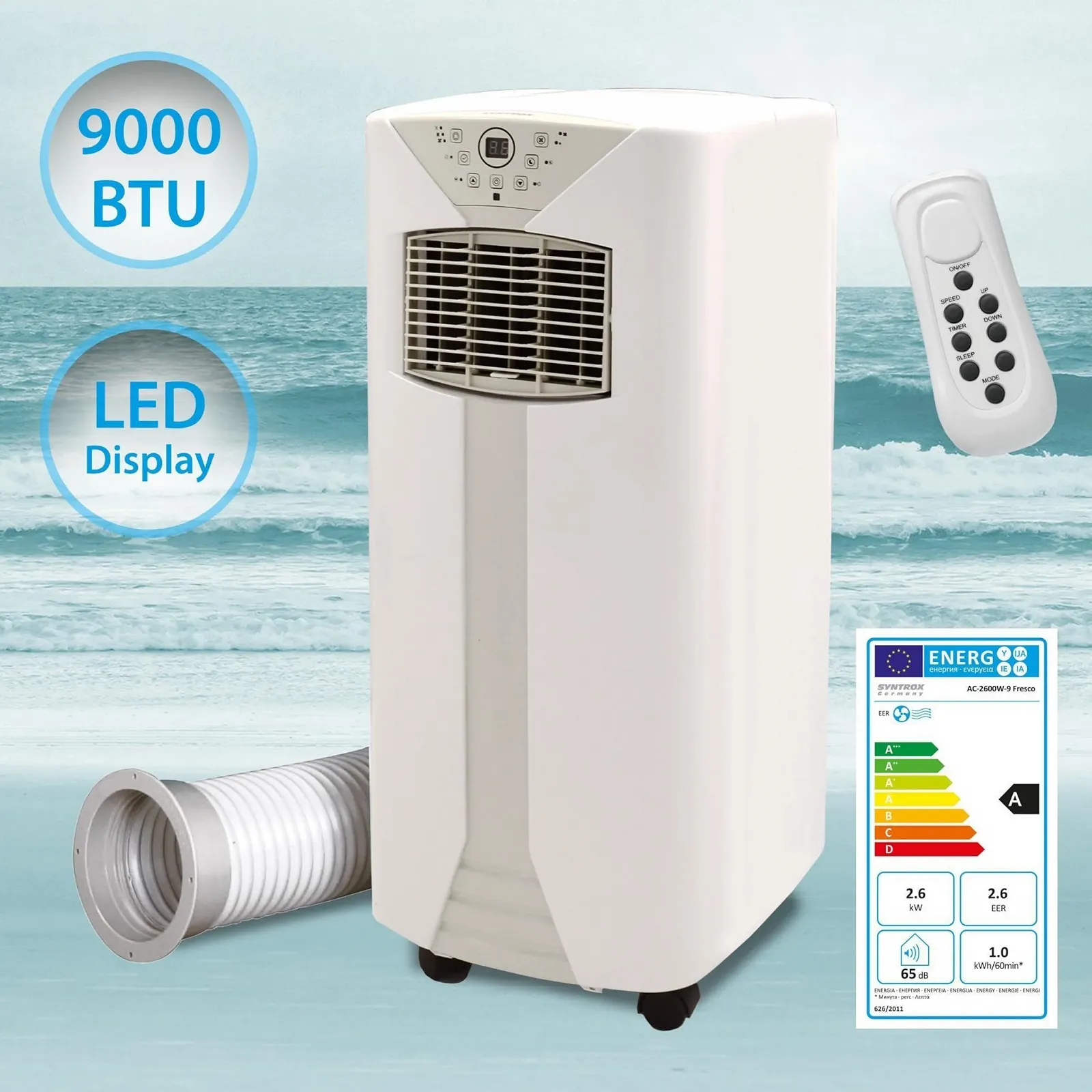 Мобільний кондиціонер Syntrox Germany Fresco 9000 BTU 3-в-1 з дистанційним керуванням та таймером, фото №5 Мобільний кондиціонер Syntrox Germany Fresco 9000 BTU 3-в-1 з дистанційним керуванням та таймером, фото №5