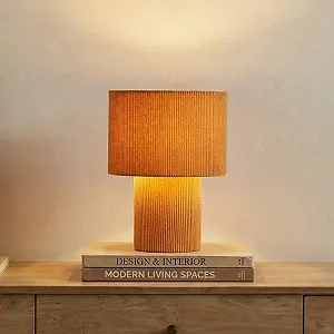 Настільна лампа Lindby Jone сучасна коричнева тканина 1 лампочка E27 synthetic.ua - Фото 1