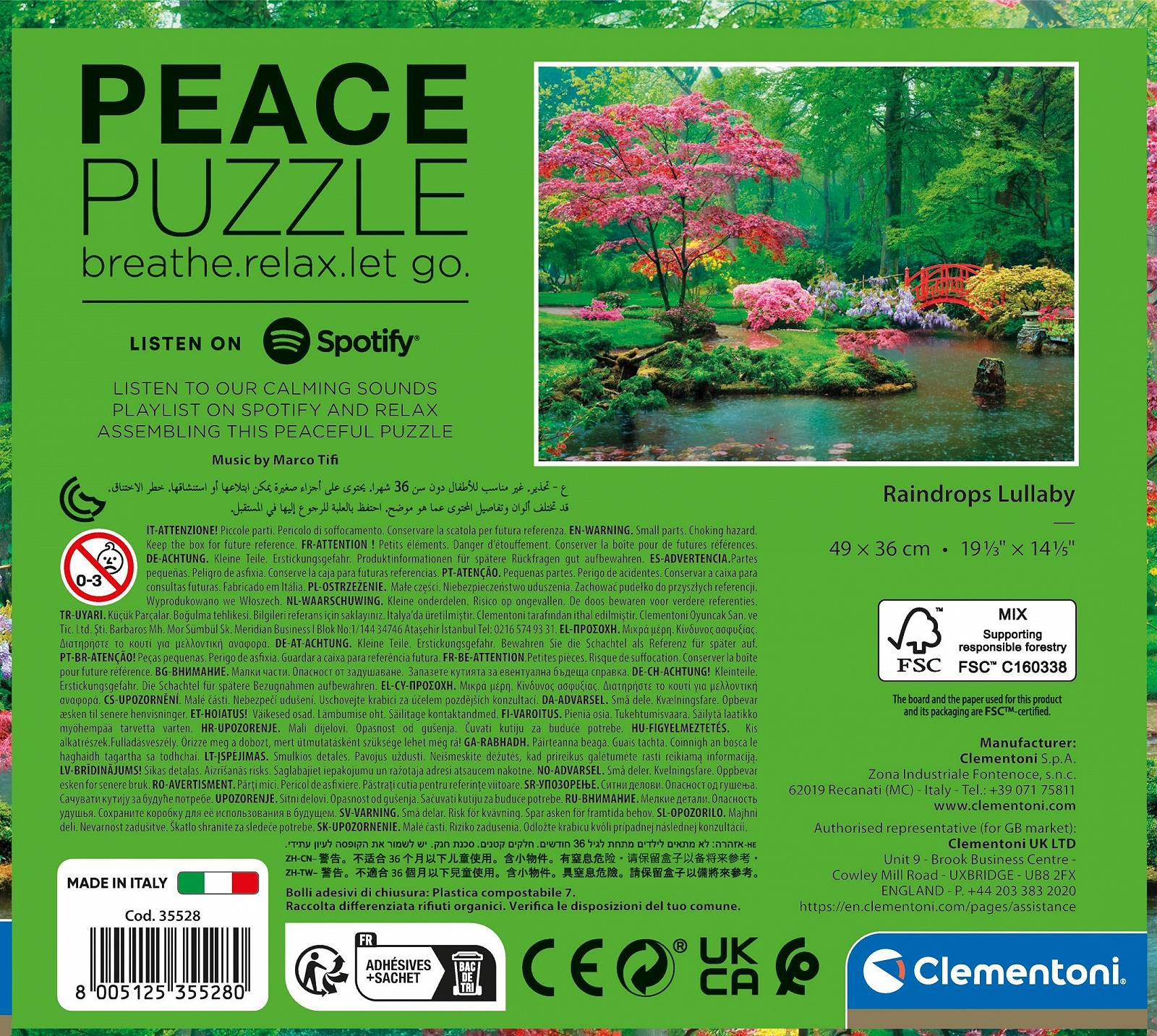 Пазл Clementoni Peace Collection Raindrops Lullaby 500 елементів, фото №3