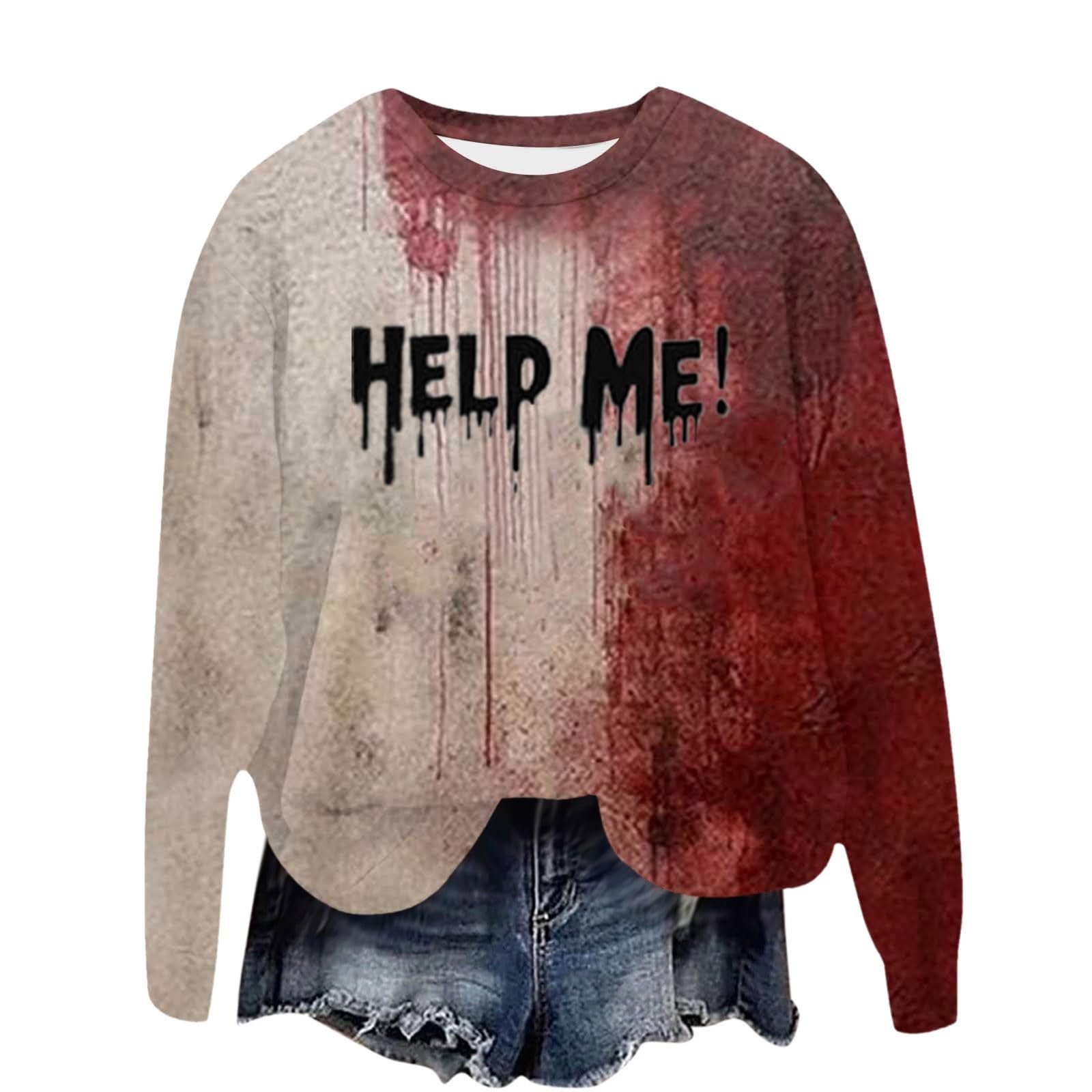 Тонкая женская толстовка на Хэллоуин с графическим рисунком, удобная, с длинными рукавами, круглым вырезом, милая, мультяшная, 2025, университетская, для тренировок, готическая, свободного кроя, винтажная, однотонная, для осени, фото №1