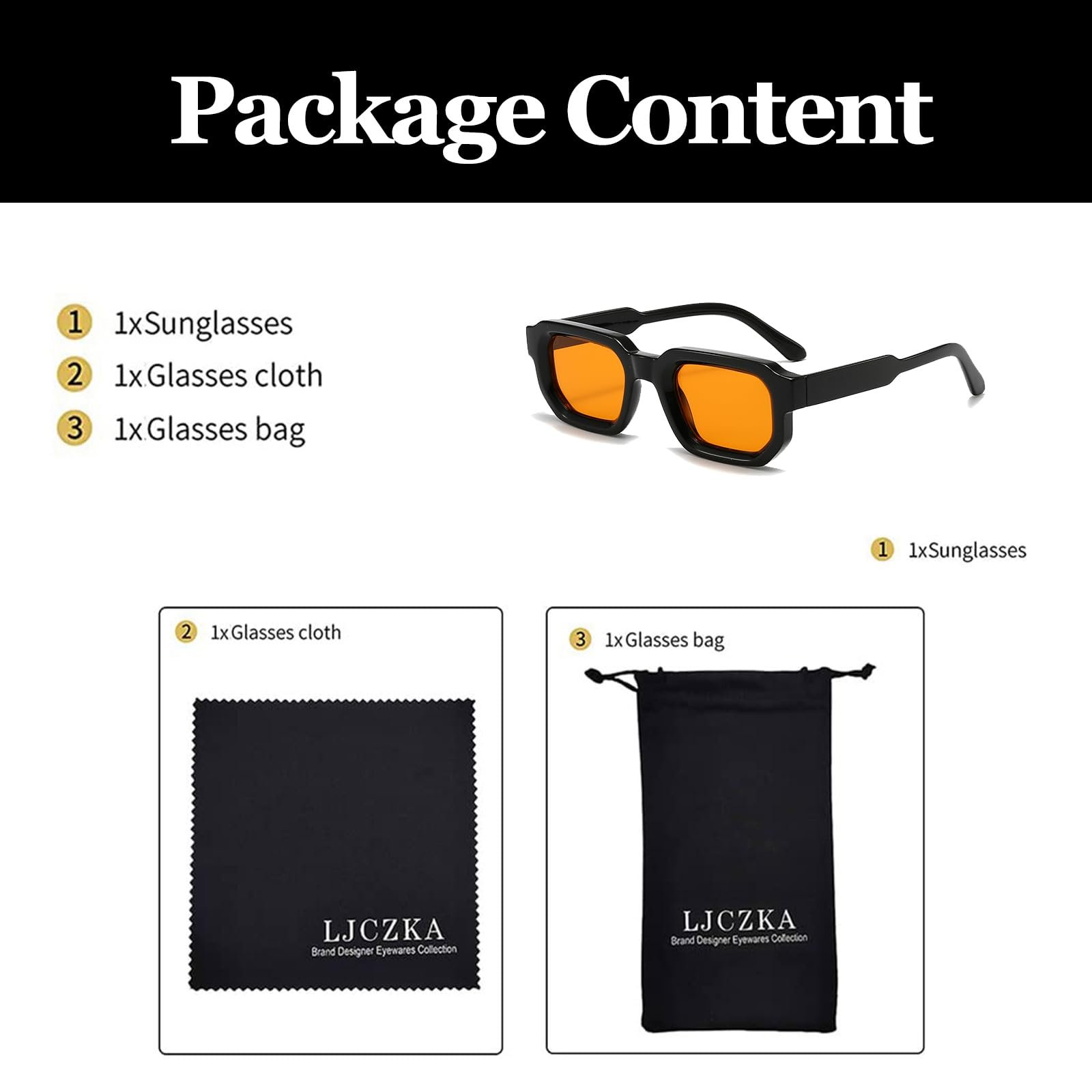 Сонцезахисні окуляри Retro LJCZKA Прямокутні Жіночі Чоловічі Вінтажні Маленькі Квадратні Модні Унісекс UV400, фото №5