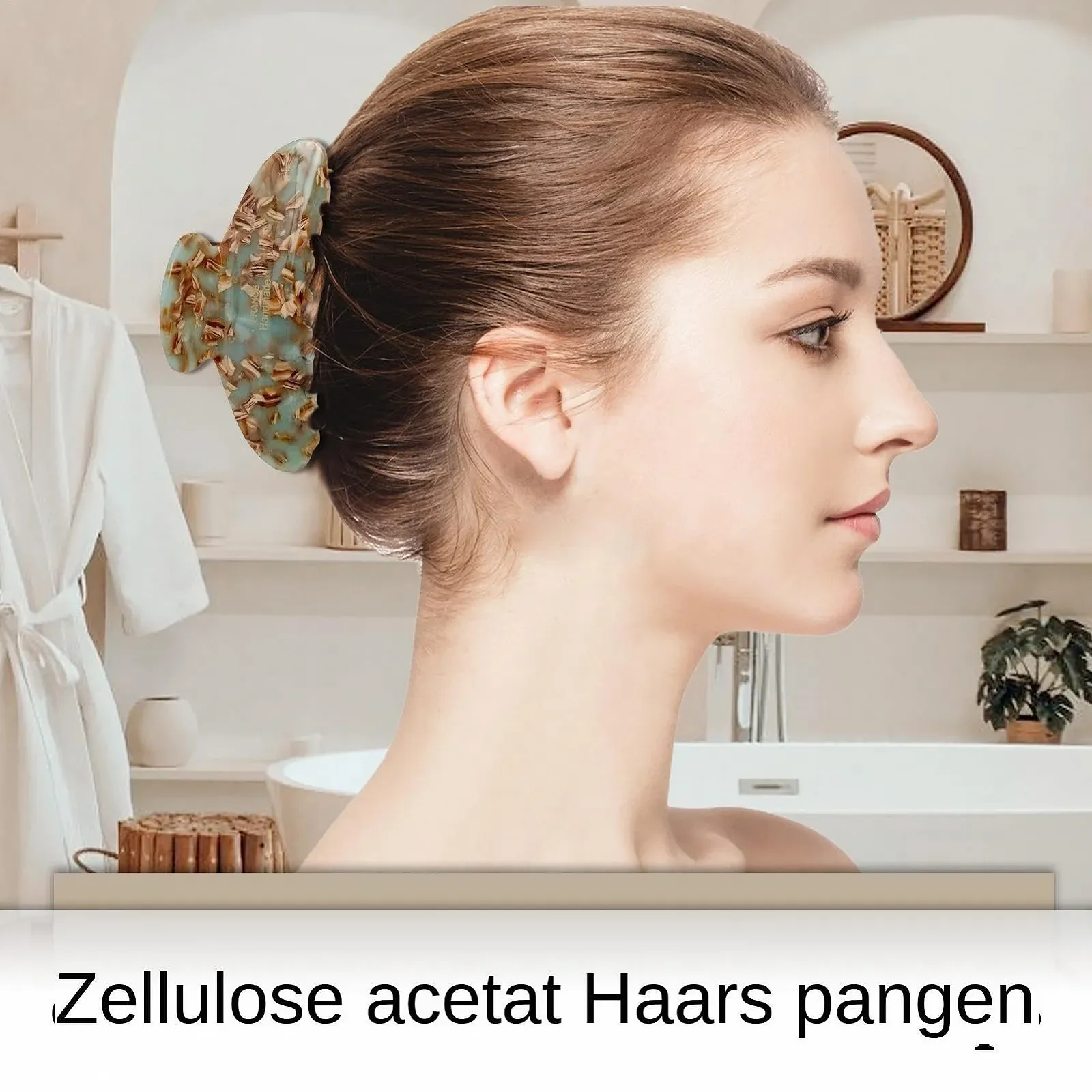 Большая заколка-краб для волос - Женская большая заколка из ацетата целлюлозы для густых волос Trendy Turtle Цвет черепаховый, фото №2