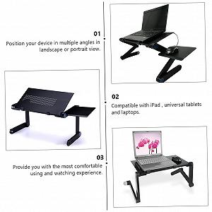 Регулируемая по высоте подставка для ноутбука Алюминиевая с вентиляцией. Эргономичная портативная подставка для ноутбука с наклоном для планшета и мыши. Совместима с планшетами и ноутбуками synthetic.ua - Фото 1