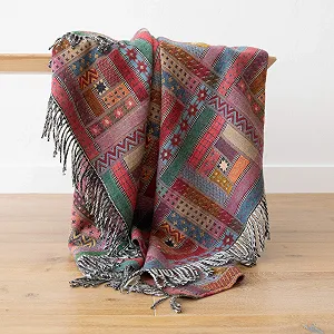 Плед WoolMe Marta з вовни мериноса Червоний Зелений 130 x 180 см synthetic.ua - Фото 1