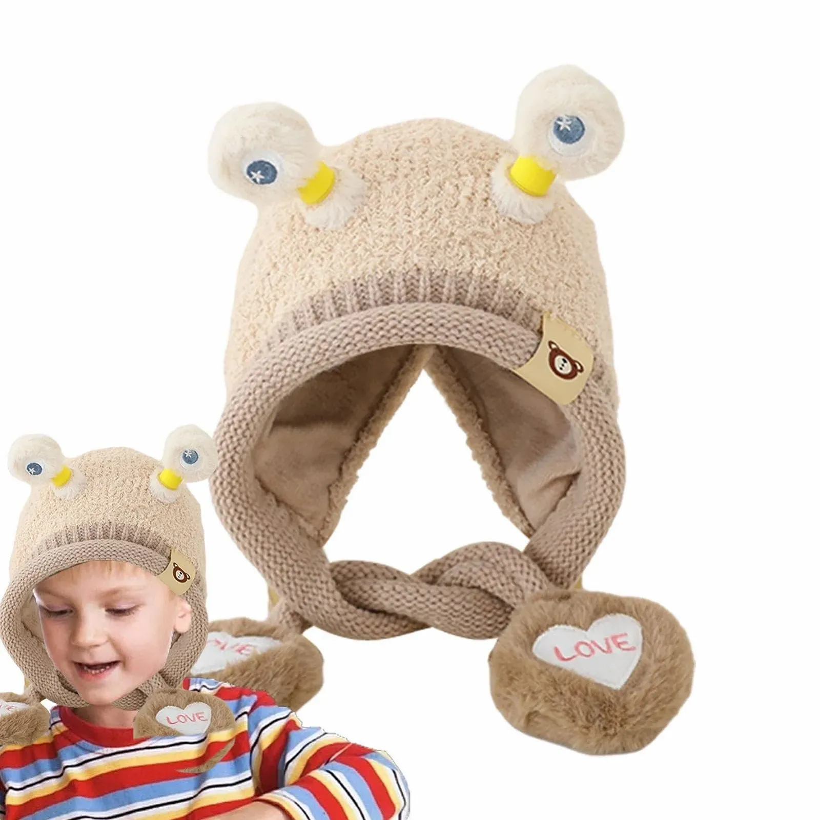 Вязана шапка Frosch дитяча зимова з вушками, фото №9