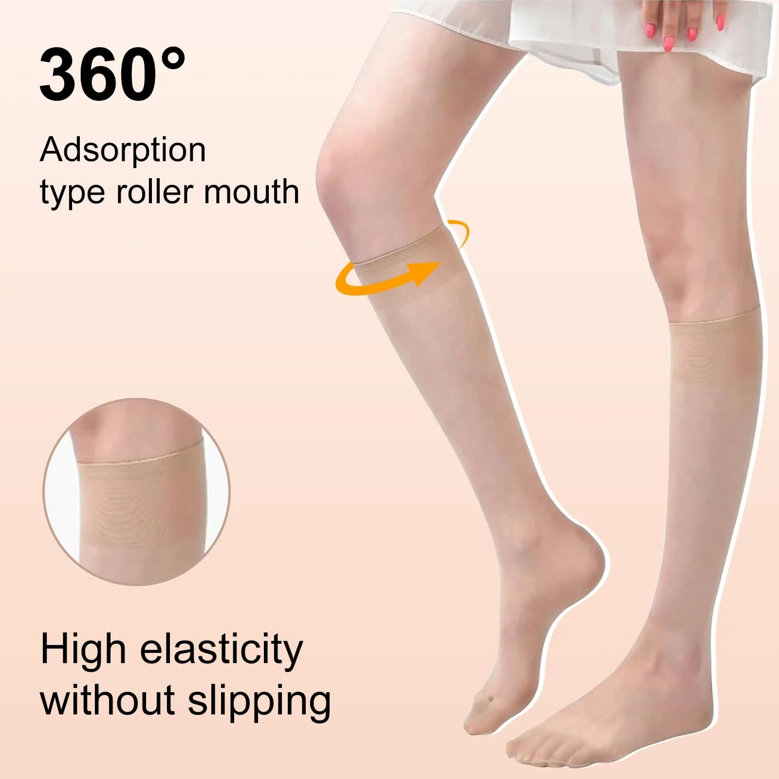 Гольфы SNDE Sheena15 Натуральный 5 пар, 15 ден, без давления, легкие, удобные, на каждый день, гладкий материал, один размер, фото №3