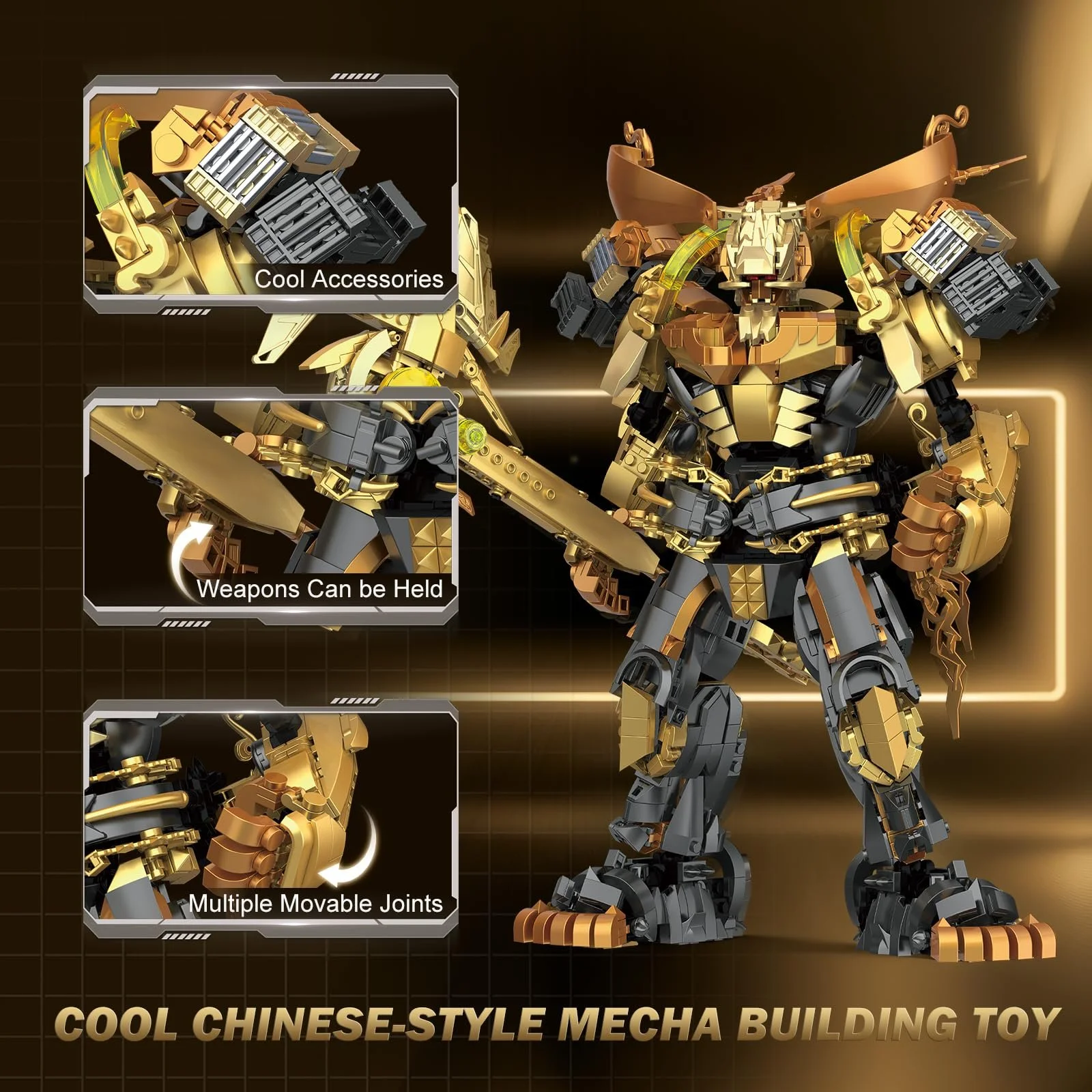 Конструктор меха JMBricklayer 70161 со зброей и подвижными суставами Черный/Золотой, фото №3